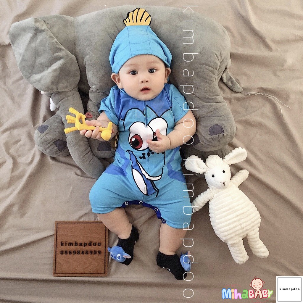 BODY hình thú cưng liền nón cho bé - BODYsuit Chó - Vịt - Khủng long - Heo - Gà - Nấm - Ếch - Thỏ hồng - Pika