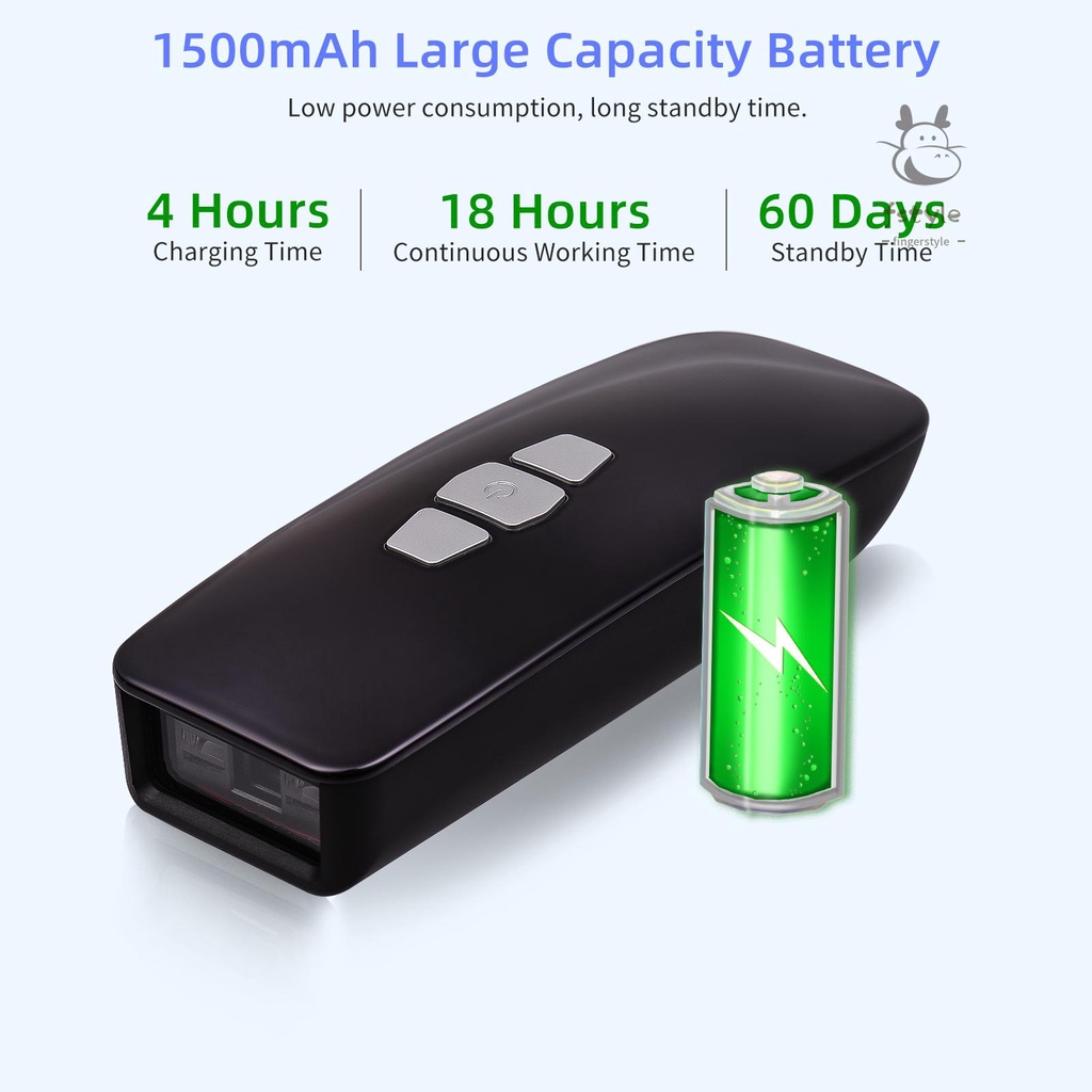 Máy quét mã vạch nhỏ gọn 1D 3 trong 1 BT/ 2.4G USB không dây màn hình tương thích với Windows Mac Android Ios