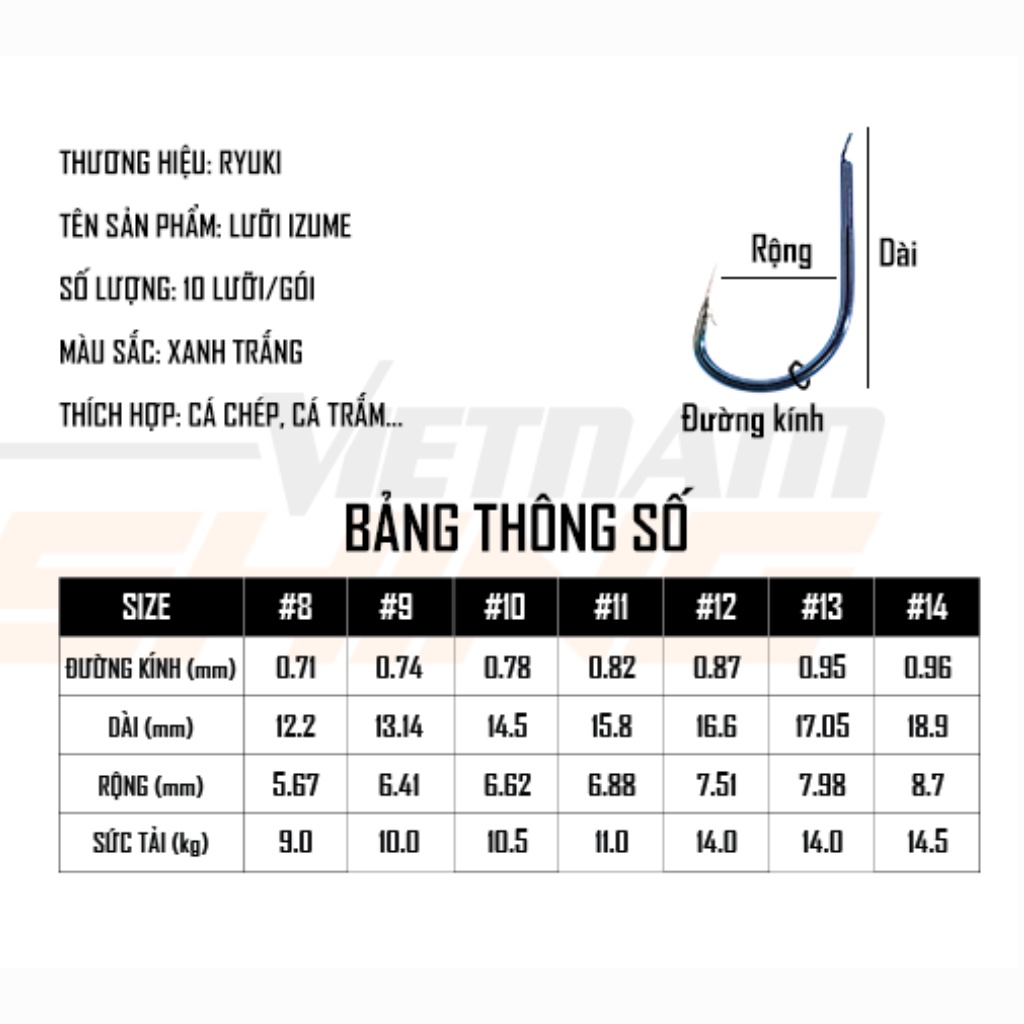 Lưỡi Câu RYUKI Izume - Vietnam Fishing