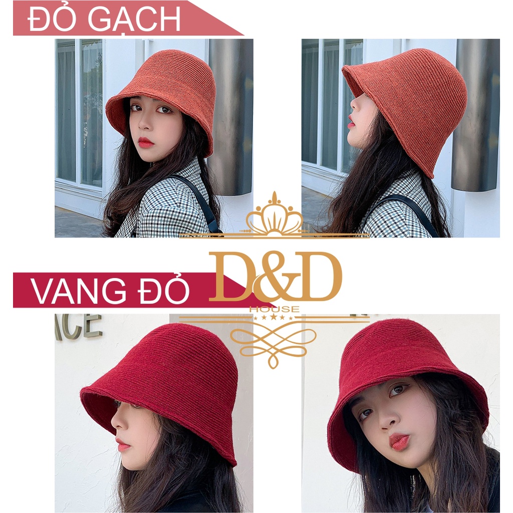 Mũ nón bucket nữ vải len phong cách Nhật Hàn
