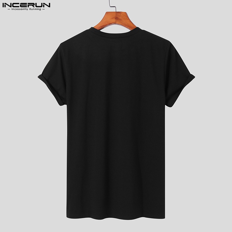 Áo thun INCERUN ngắn tay cổ tròn in hình 3d thời trang cho nam