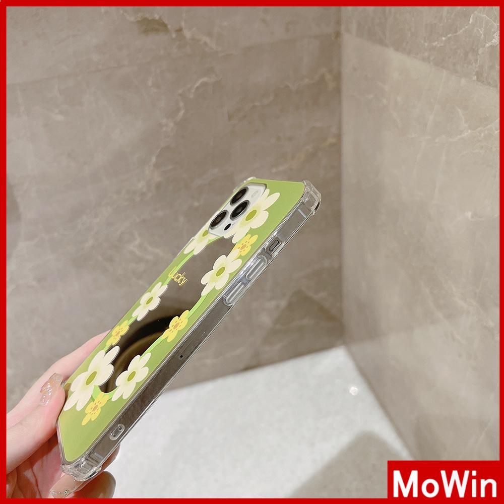 Ốp điện thoại acrylic HD hoa màu vàng/ xanh lá bảo vệ toàn diện thích hợp cho iPhone11/ 13ProMax/12 ProMax /7 Plus
