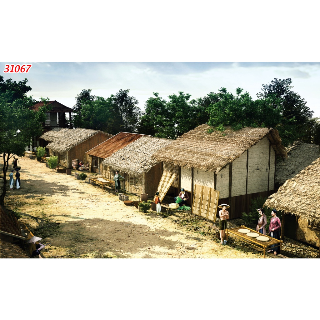 Tranh lụa 3D trang trí quán ăn, quán nướng phong cách Hà Nội xưa hình ảnh chân thật