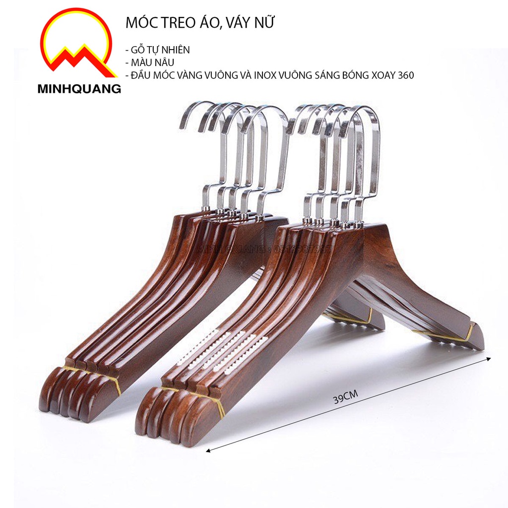 MÓC GỖ TREO QUẦN ÁO - MÓC GỖ NỮ NÂU CÓ ĐỆM - MÓC TREO QUẦN ÁO SHOP THỜI TRANG  -MÓC GỖ TREO VÁY CƯỚI