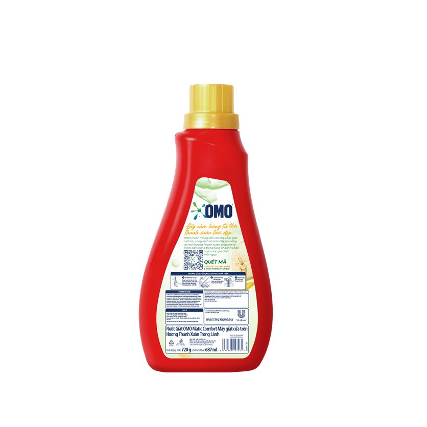 Nước Giặt OMO Matic Comfort Hương Thanh Xuân Trong Lành Chai 720G - Phiên Bản Giới Hạn Giá SIêu Sale SL có hạn