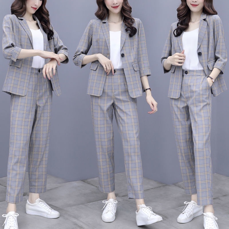 Hàng Có Sẵn Áo Khoác Vest Kẻ Sọc Caro Nhỏ Phong Cách Hàn Quốc Thời Trang Xuân Thu Cho Nữ 2022