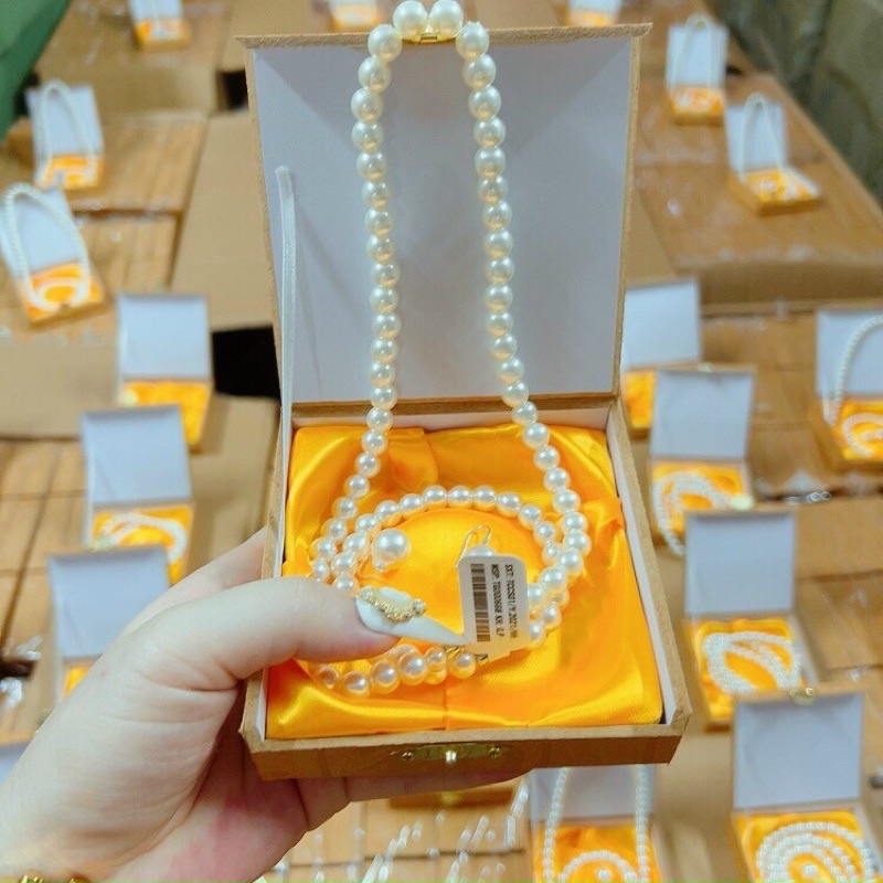 Set Trang Sức Ngọc Trai 3 Món Dây Chuyền Vòng Tay Hoa Tai Sang Trọng