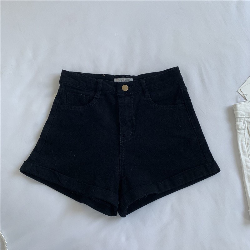 Quần short denim lưng cao co dãn kiểu Hàn Quốc Xiaozhainv