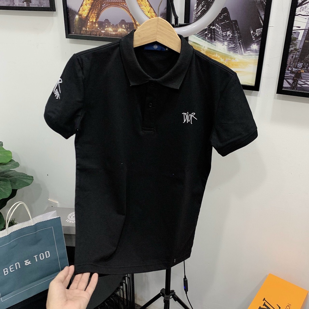 Áo thun nam ngắn tay cổ polo thêu chữ hiệu sang trọng vải cotton cao cấp mềm mịn co giãn form regular NEWSHOP001