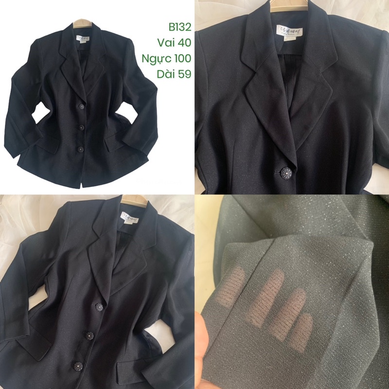 Áo khoác blazer B132 chất voan dệt kim tuyến 2hand Hàn si tuyển (ảnh thật)