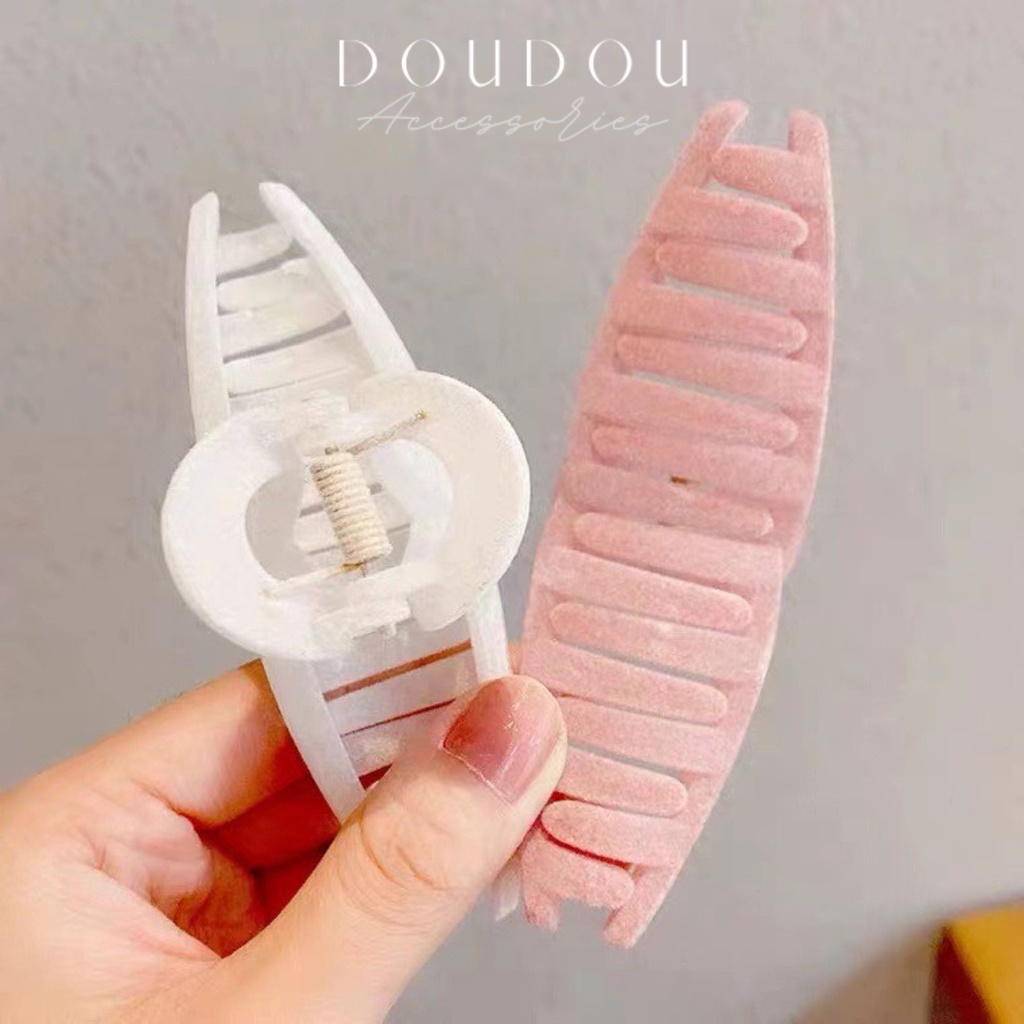 Phụ kiện kẹp tóc nữ xinh DOUDOU Cặp tóc Kẹp càng cua nhung nhám ánh nhũ cao cấp phong cách Hàn Quốc thời trang ZJ040