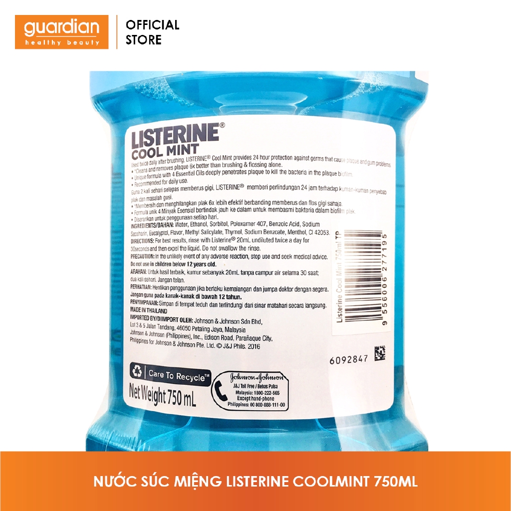 Nước súc miệng Listerine Bạc hà the mát 750ml