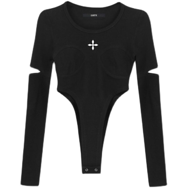 smfk infinite deconstruction jumpsuit black tight top slim sexy T-shirt sports style short 2022 | BigBuy360 - bigbuy360.vn