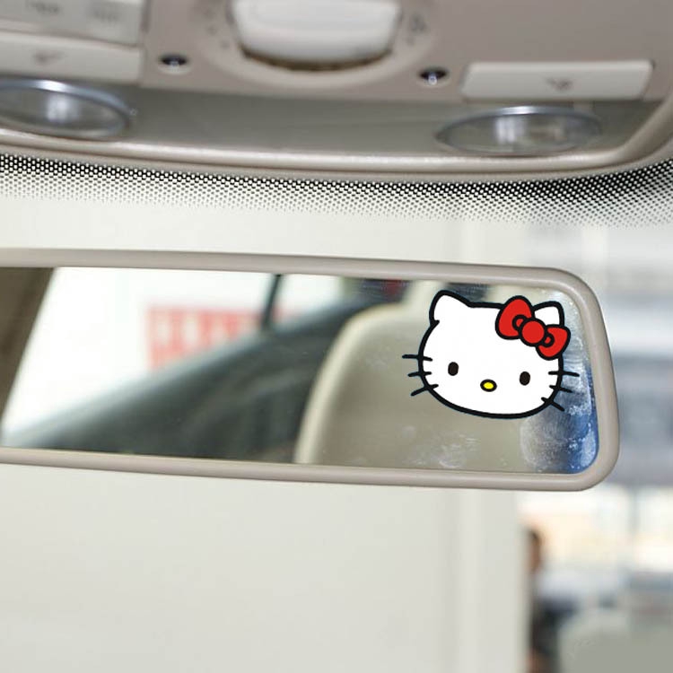 Bộ 4 sticker dán DIY trang trí xe hơi hình mèo hello kitty xinh xắn