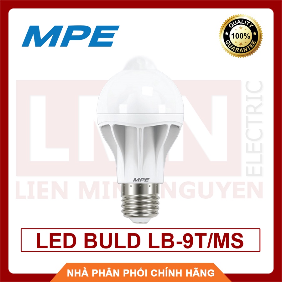 Led Cảm Biến MPE, BH 2 năm, LED Bulb Cảm biến chuyển động LB-9T/MS 9W, Hàng Việt Nam, Công nghệ Đức - Chất lượng cao