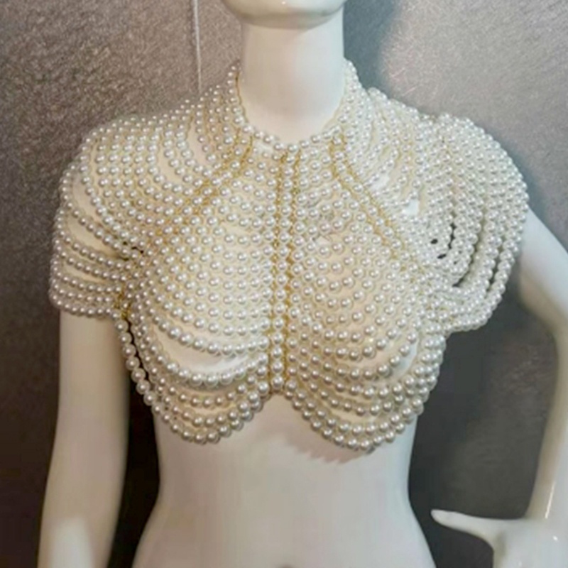 Vòng cổ Bodychain Đính Ngọc Trai Thời Trang Quyến Rũ Cho Nữ