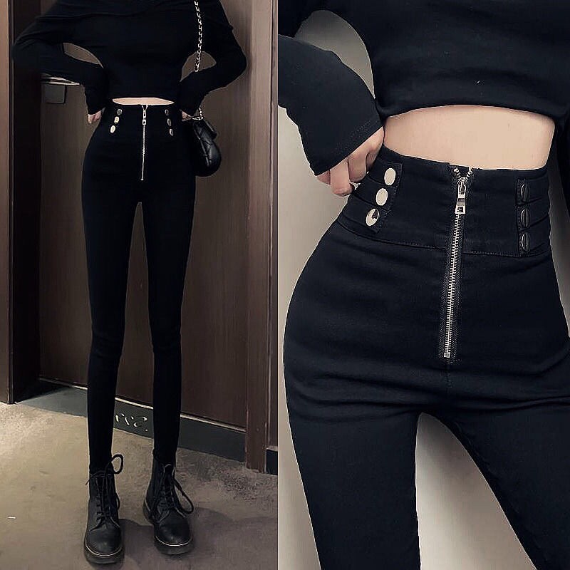 Quần Giả Bò Co Dãn Kéo Khoá { Sẵn Hàng }