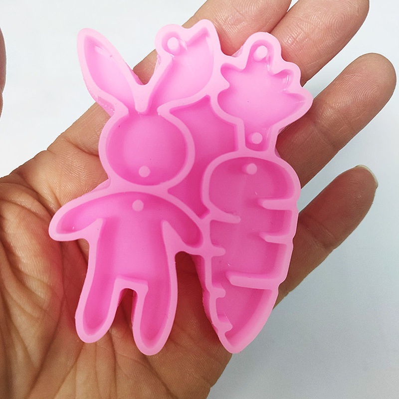Khuôn Silicone Làm Móc Khóa Bằng Epoxy UV Hình Thỏ Phục Sinh / Cà Rốt / Củ Cà Rốt