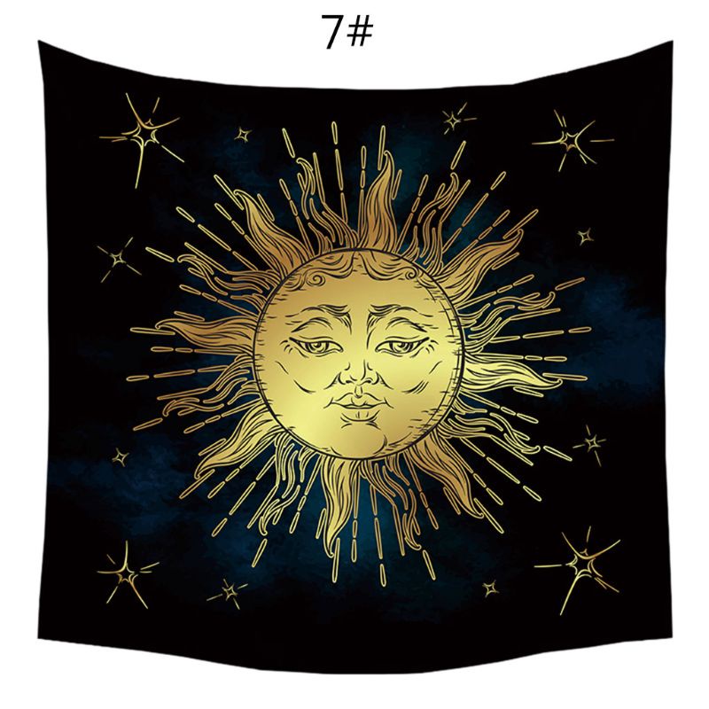 Khăn hình mặt trời và mặt trăng phong cách tarot dùng trang trí nhà cửa