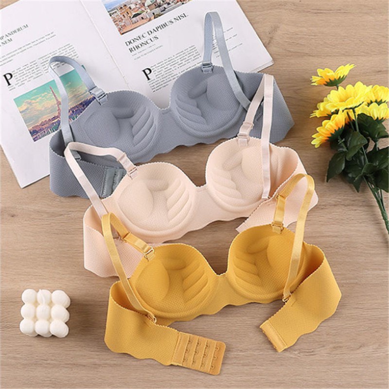 Áo ngực nữ tạo khe chất su mịn - Áo lót nữ không gọng mút bàn tay 3 nấc cài VALICA A489
