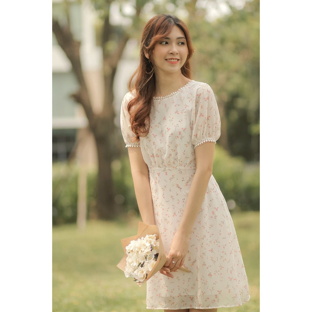 Đầm công sở phối Ren Tiểu thư Dịu Dàng, Voan lụa Mát mịn + KHÔNG NHĂN + Đi tiệc + Đi làm + Dã ngoại [ Lalana White] | BigBuy360 - bigbuy360.vn