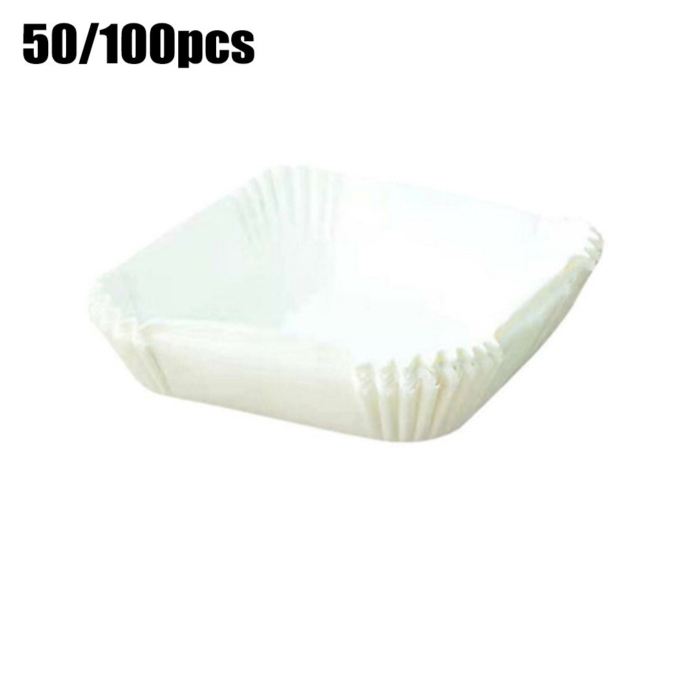 【VARSTR】100/50PCS Set Air Fryer Liner Paper Tray Square White Brown Non-Stick Pan Parchment Baking Paper Liner