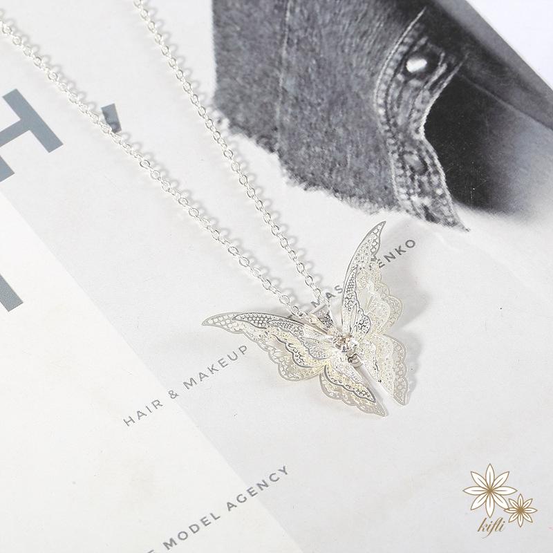 Vòng cổ Mạ Bạc Mặt Hình Bươm Bướm Đính Đá Thời Trang Cho Nữ