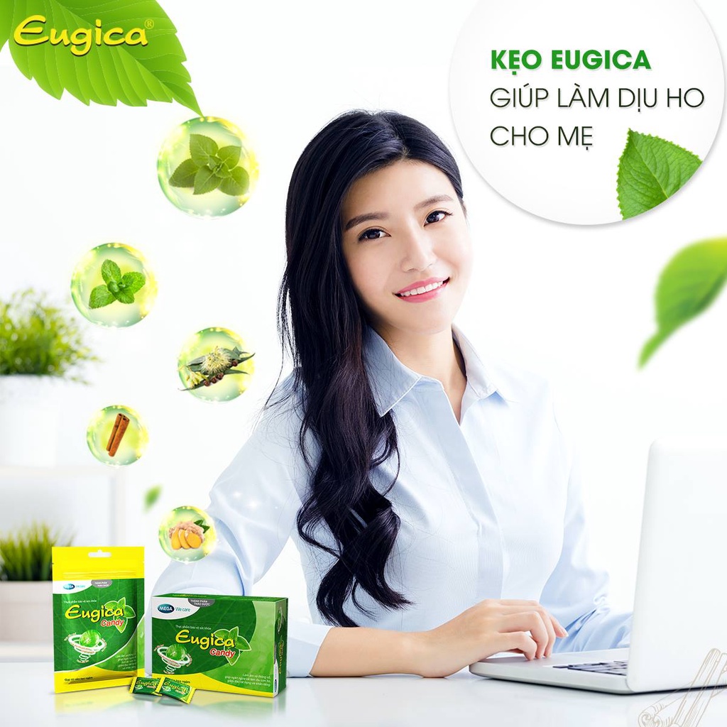 Kẹo ngậm thảo dược hỗ trợ giảm ho, rát họng EUGICA CANDY