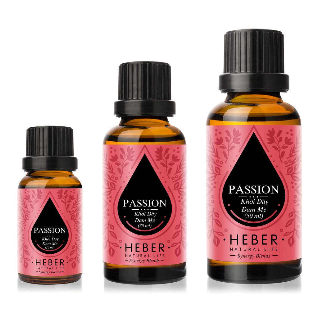 Tinh Dầu Khơi Dậy Đam Mê Heber - Passion E.O. Blend, Cao Cấp Nhập Khẩu, Thiên Nhiên Nguyên Chất, Xông Hương Thơm Phòng