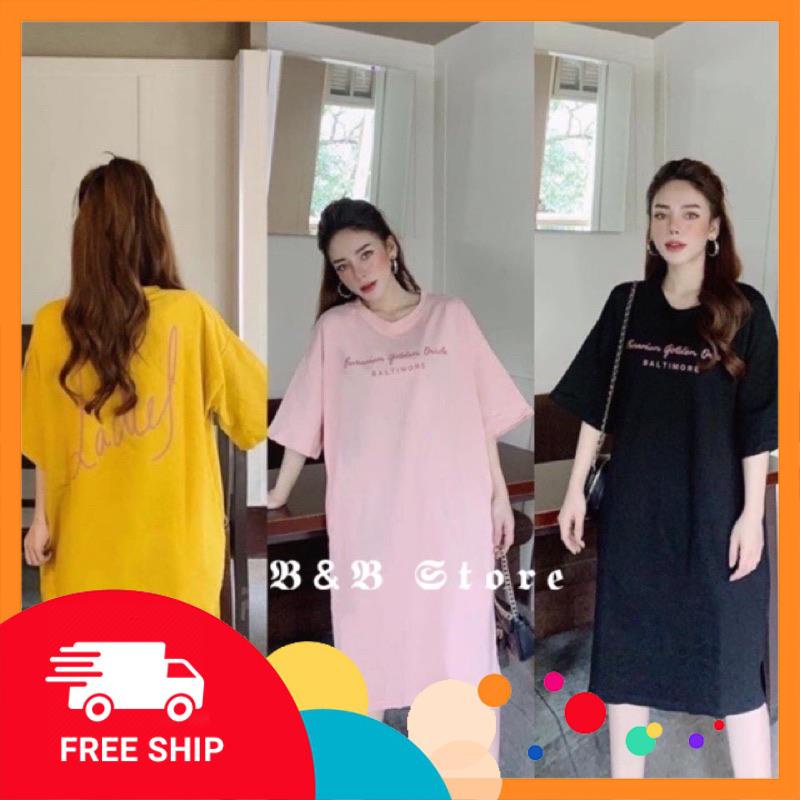 Đầm Suông - Váy suông Cotton Form Rộng in Chữ Ema, Có Size Đến 75kg