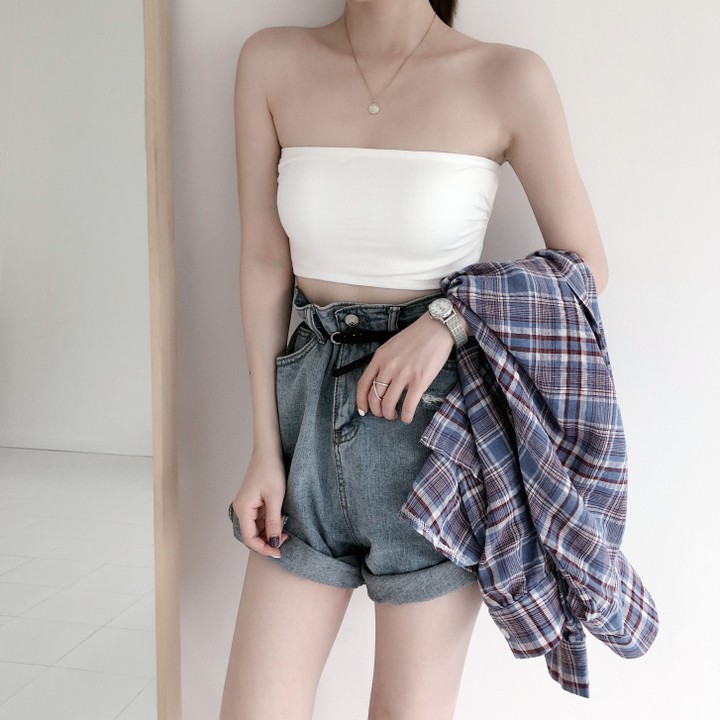 Áo lót ngắn dạng ống quây ngực có đệm lót có thể tháo rời