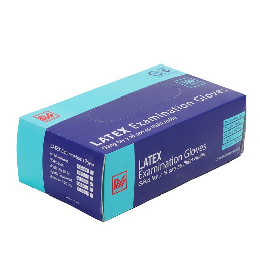 [Giao hỏa tốc HCM] Găng tay y tế Latex Examination Gloves hộp 100 cái - Chất liệu cao su thiên nhiên (không bột)