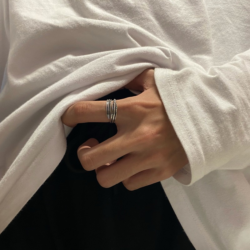 Nhẫn Hở Hình Lông Vũ Đa Năng Phong Cách Hip Hop Hàn Quốc Thời Trang