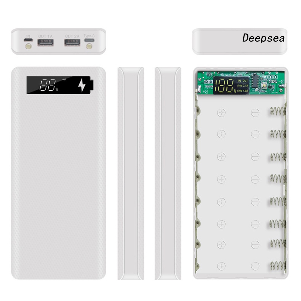 Vỏ Pin Sạc Dự Phòng Micro USB Type-C 18650 Màn Hình LCD DIY