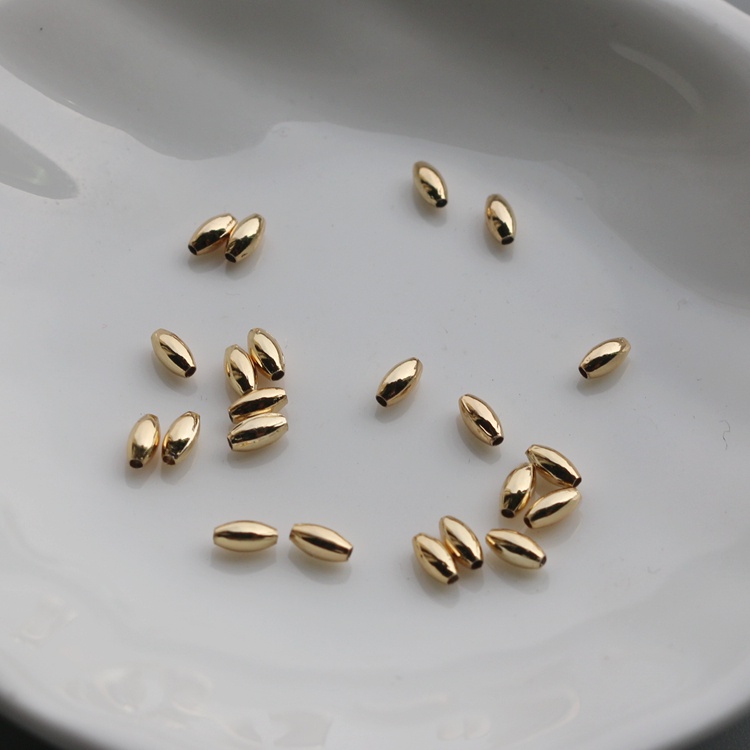 Set 100 Hạt Cườm Đồng 14k 2 * 4mm Dùng Để Làm Đồ Trang Sức Handmade