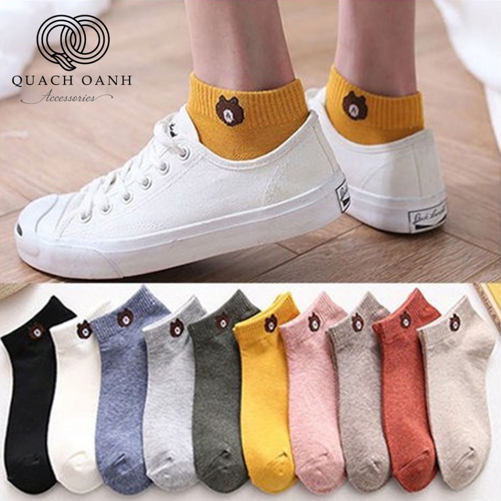 10 đôi tất gấu cổ ngắn họa tiết Brown. ĐTCA