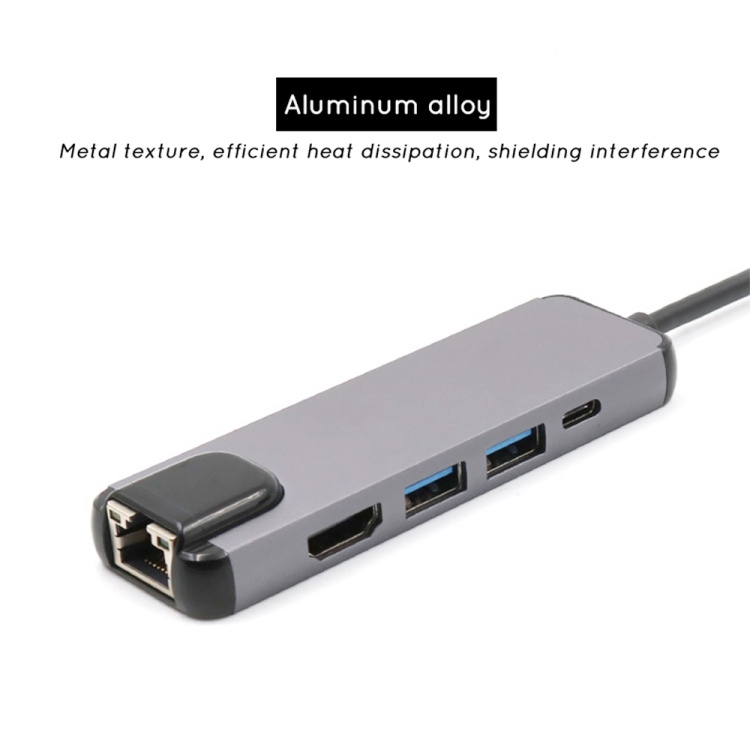 [FreeShip] Cáp Chuyển Đổi USB Type C 5 in 1 To HDMI 4K, Ethernet RJ45 1Gb, 2 x USB 3.0, USB Type C Cao cấp