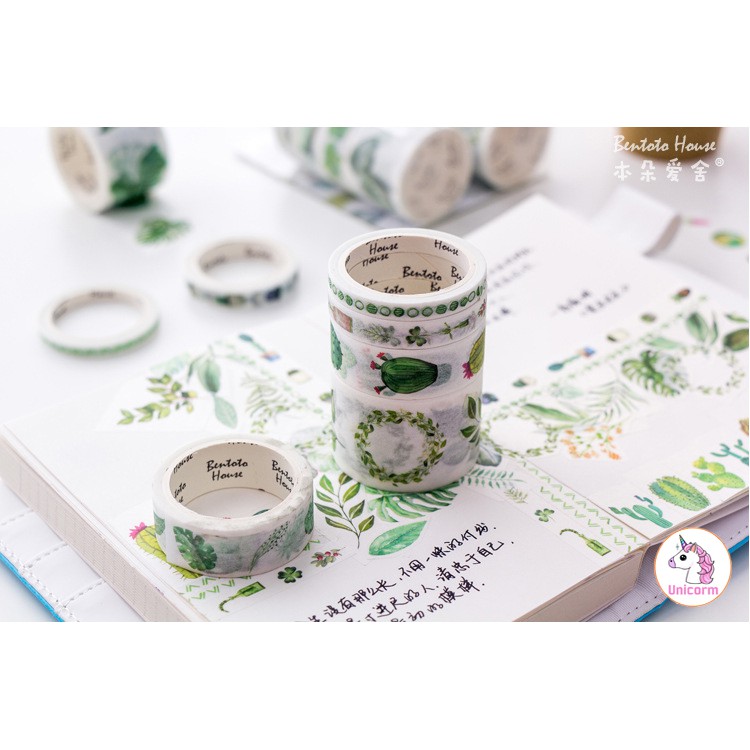 Set 10 Cuộn băng dính Băng Keo Washi Tape Trang Trí Planner Nhiều Chủ Đề