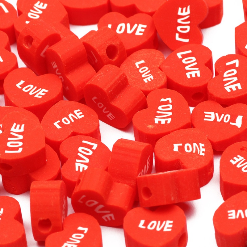 Sa Set 50 / 100 Hạt Xỏ Lỗ Hình Trái Tim Dùng Để Làm Đồ Trang Sức Thủ Công