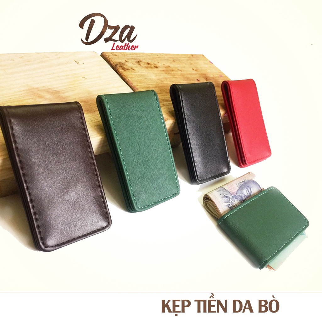 Kẹp tiền da bò Dza leather tiện lợi nhiều màu sắc lựa chọn, nhỏ gọn tiện lợi thay ví truyền thống #3