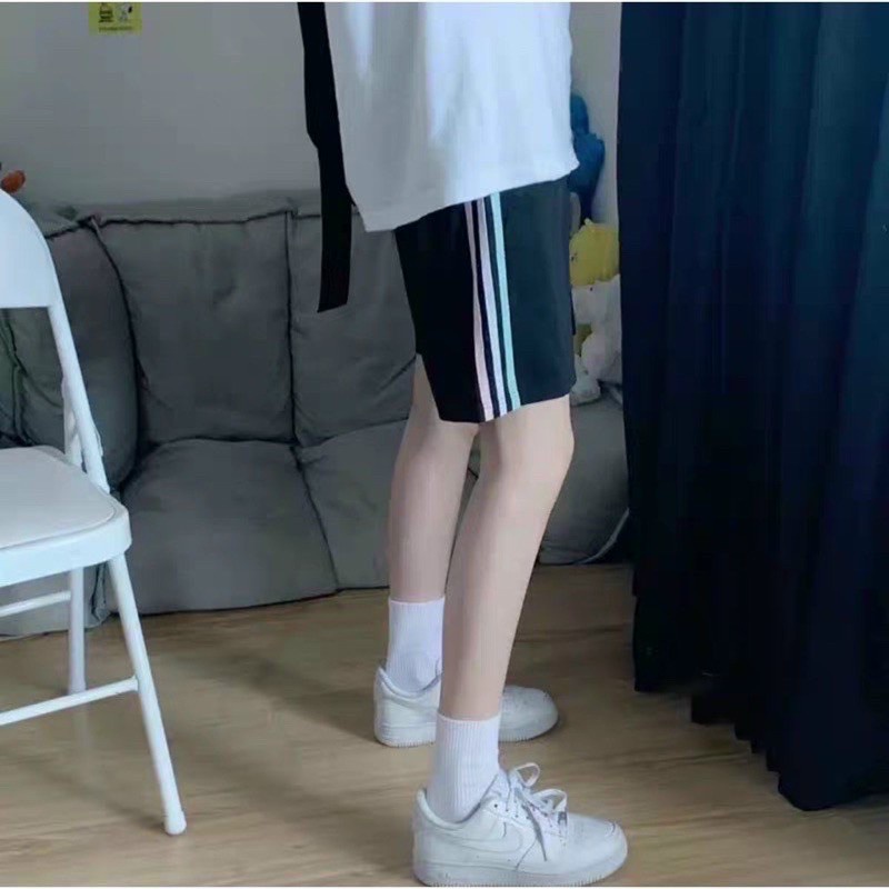 Quần short unisex 3 sọc màu - Sooc đùi thun thể thao học sinh phong cách năng động hàn quốc đẹp ulzzang