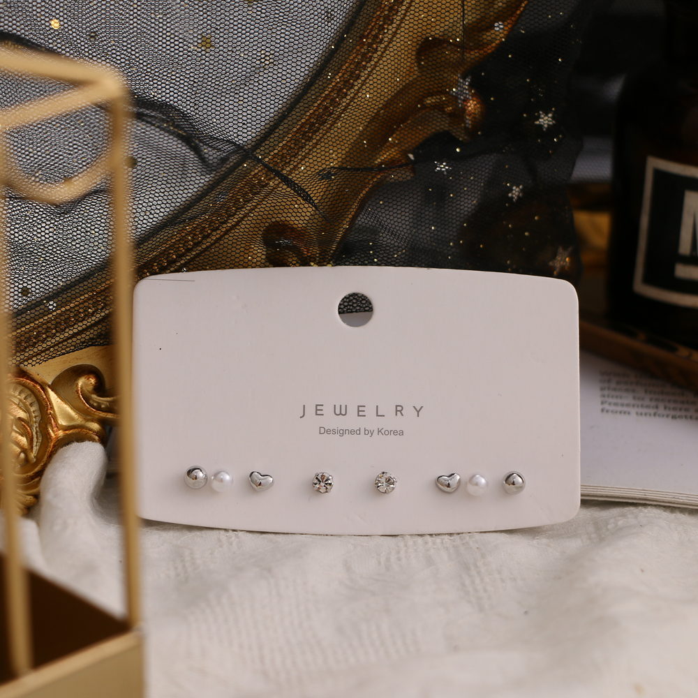 Set khuyên Tai Hình Tròn Trái Tim Phong Cách Hàn Quốc Thời Trang Nữ Đơn Giản