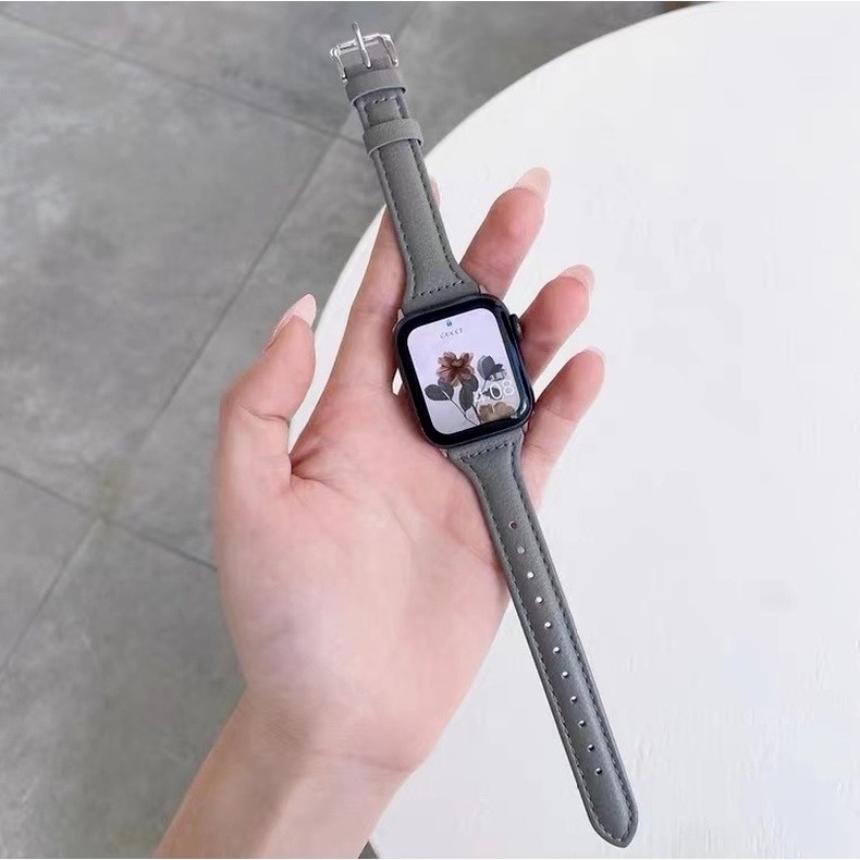 Dây đeo bằng da mỏng thích hợp cho đồng hồ thông minh Apple Watch series 1/2/3 42mm 38mm 4 5 40mm 44mm