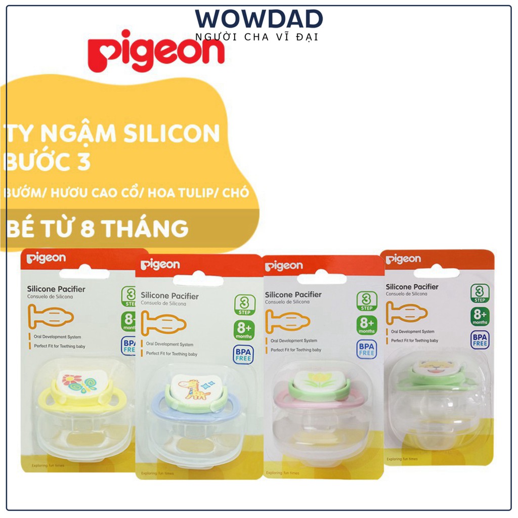 Ty ngậm Silicone Pigeon Bước 3 hình bướm, hươu cao cổ (6 - 9 tháng)  WOWDAD