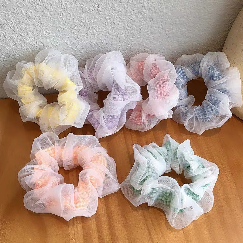 Dây Buộc Tóc Scrunchies Sợi Lưới Caro Thời Trang - DT74