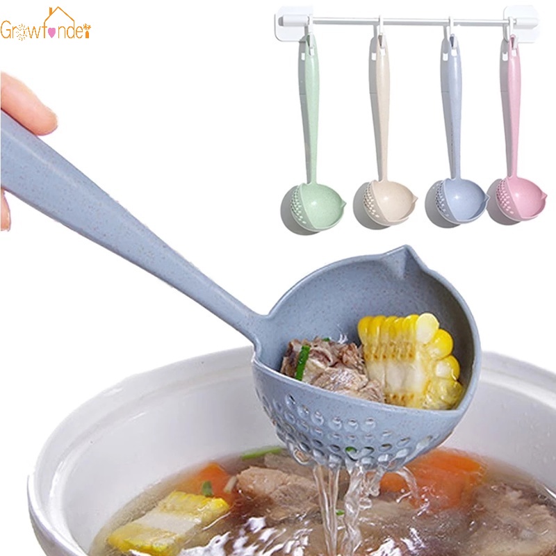 Muỗng Múc Canh Tay Cầm Dài Có Lưới Lọc 2 Trong 1 Chất Lượng Cao