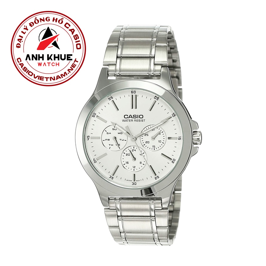 Đồng Hồ Casio Nam MTP-V300D-7A kim mạ bạc - Dây đeo kim loại cao cấp