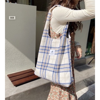 Túi tote caro xanh