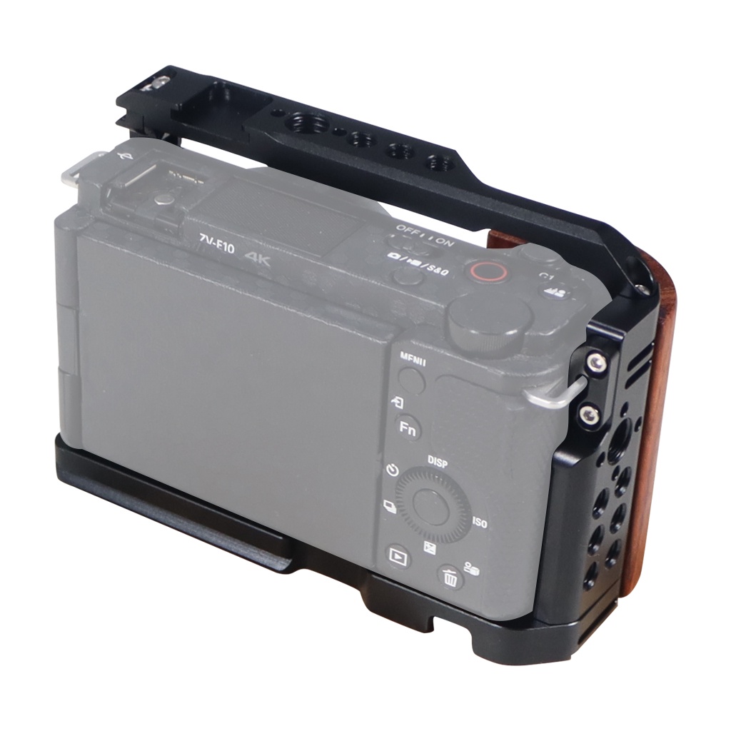 Lồng Máy Ảnh XT-XINTE ZV-E10 Cầm Tay Bằng Gỗ Hồng Sắc Tháo Lắp Nhanh Chống Trầy Xước