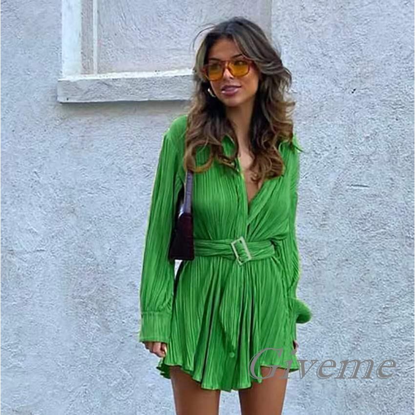 Đầm Sơ Mi Dài Tay Cổ Bẻ Form Rộng Thời Trang Dành Cho Nữ